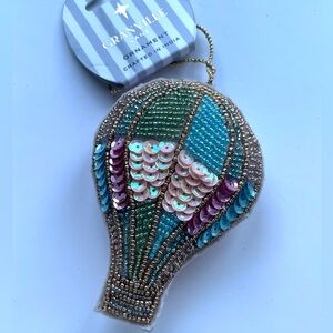 Beaded Sequin Hot Air Balloon Plush Ornament